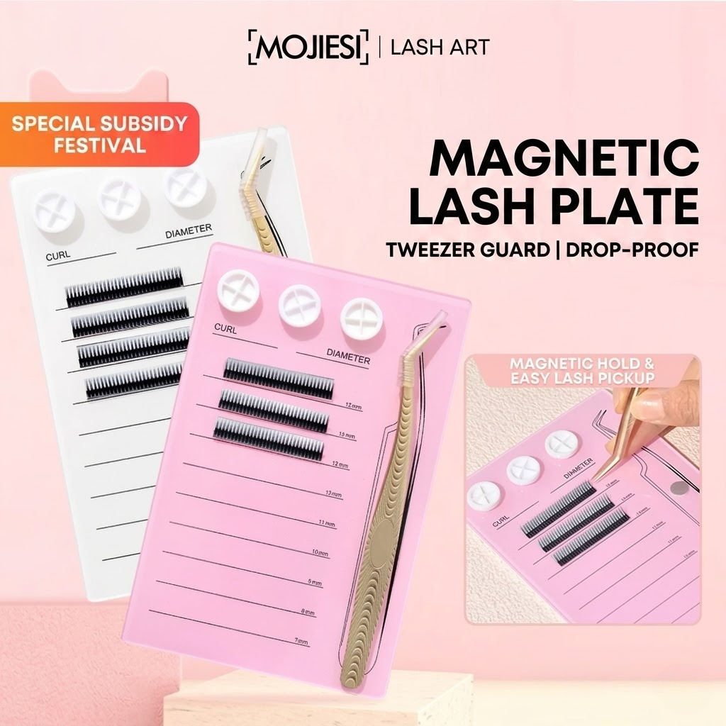 Lash Tray Organizer - Magnetische Wimpernverlängerungs-Palette & Kleberhalter-Pad, Acryl-Wimpern-Organizer, Volumen-Fanning-Tray
